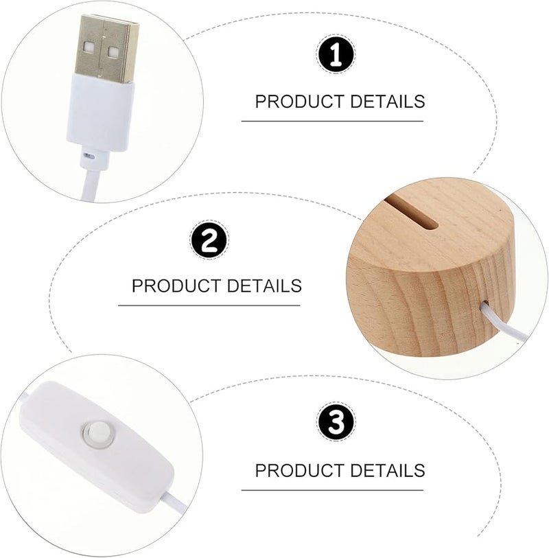 مصباح ليلي من كرة كريستال خشبية مع قاعدة إضاءة LED مقاس 14 3X6 سم، زينة منزلية - Image 4